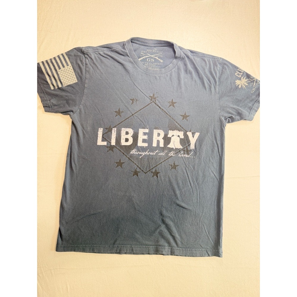 Grunt Style Liberty Throughout All The Land T Shirt Mens M Blue USA Flag
